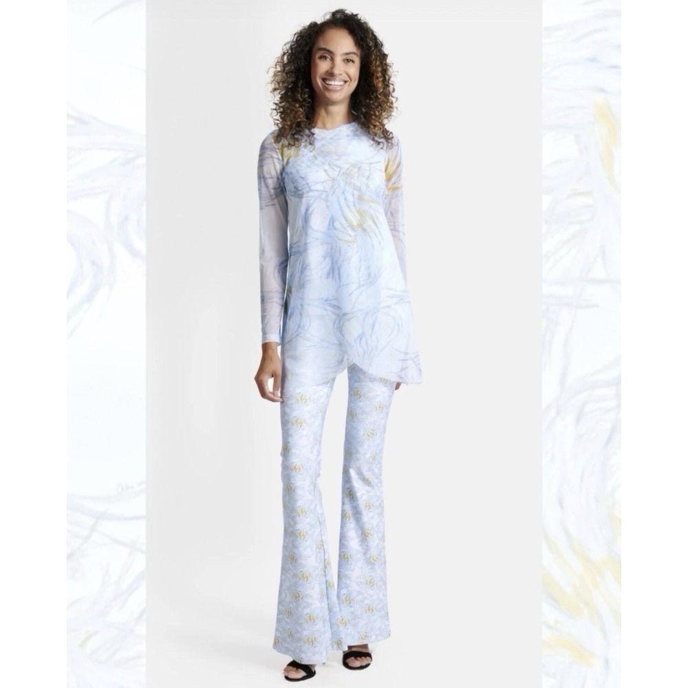 Ala von Auersperg NWT Elaine Stretch Pant Size XL Birds of Paradise Blue Yellow‎